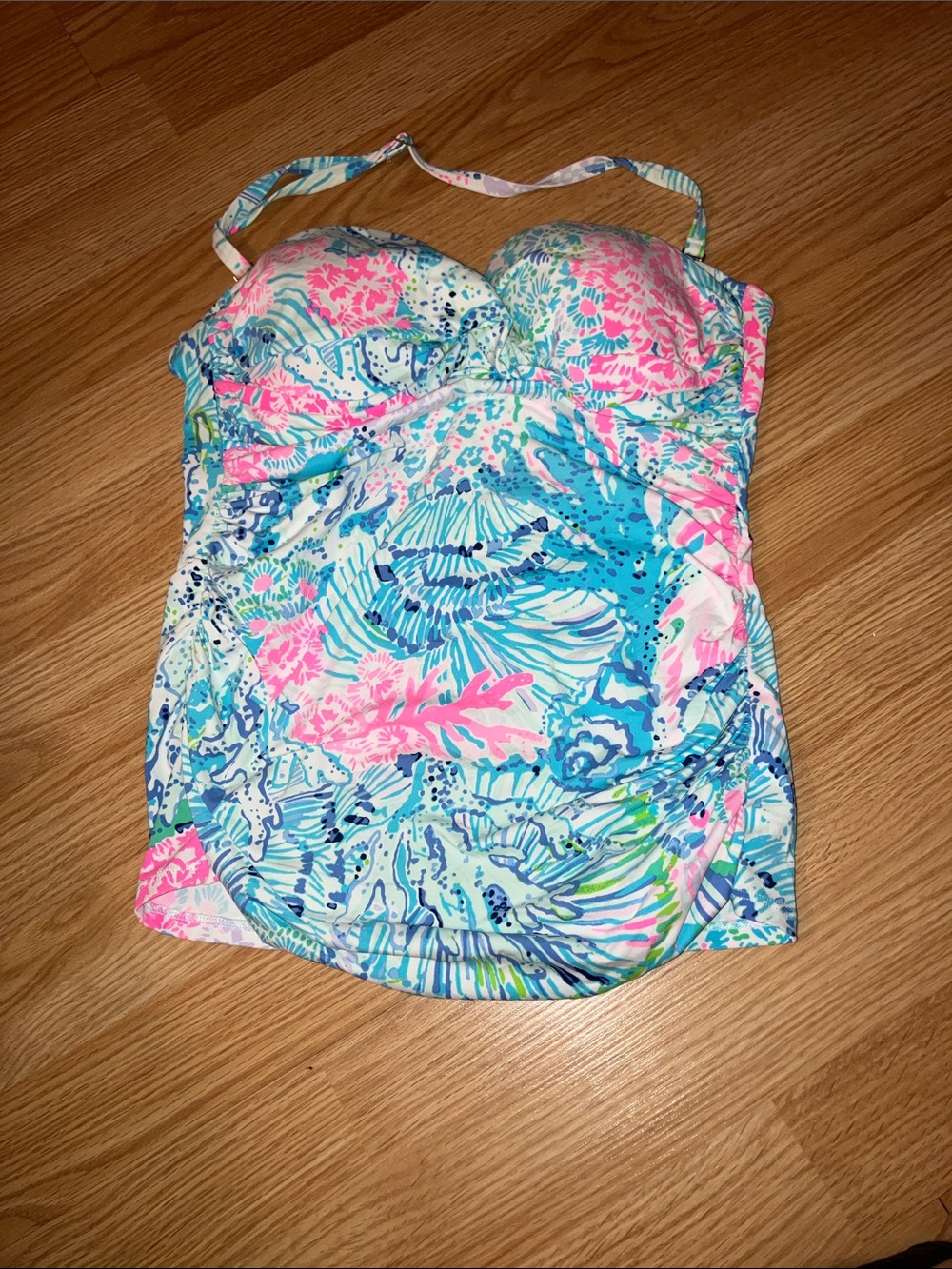 Women’s Floral Print Tankini Top in Blue and Pink